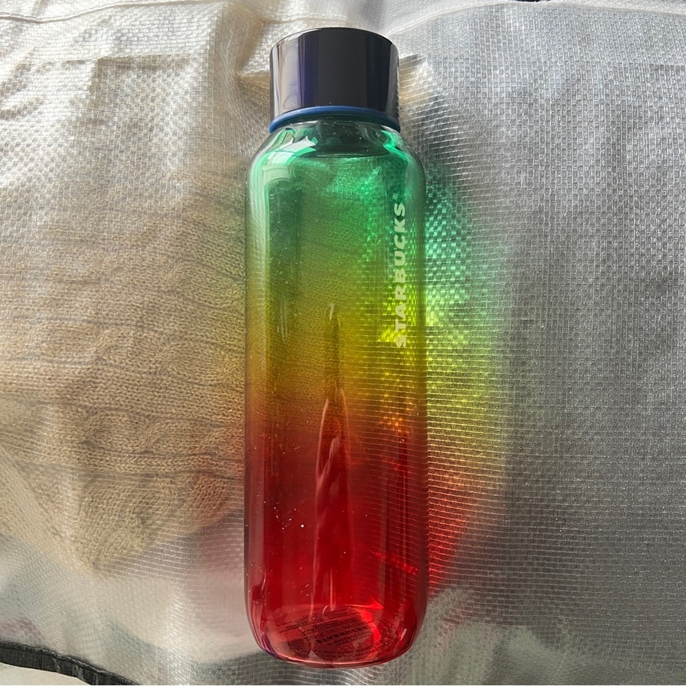 Starbucks Rainbow Ombre Glass Water Bottle NEW without Tags Summer of 2022 - Picture 9 of 10